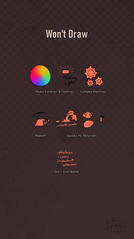 "Won't draw // heavy eyestrain & flashing // complex machinery // realism // [illustration of fecies, vometing, diper, inflation] squicks me personally // -phobias, - isms [arrow] muskrat behaviour, don't even bother"